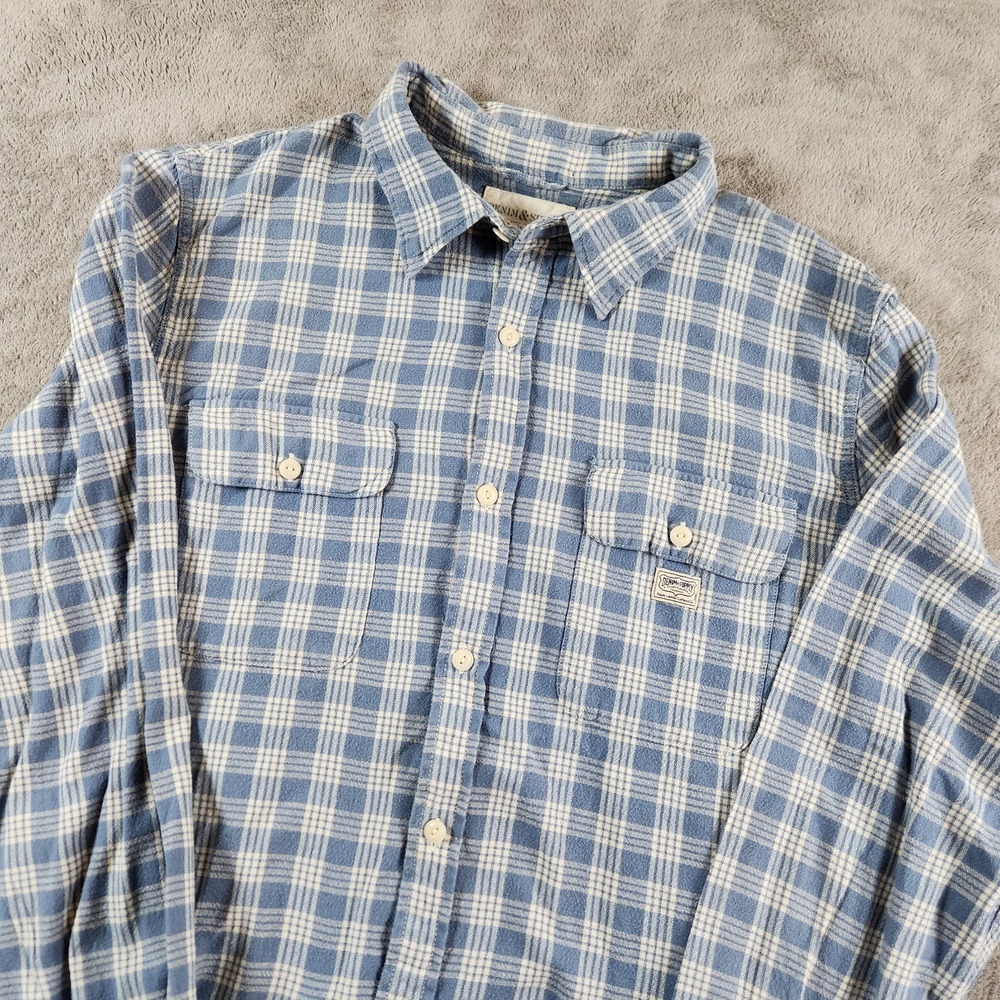Denim & Supply Ralph Lauren Cotton Button Up Shirt Mens 2XL Plaid Blue